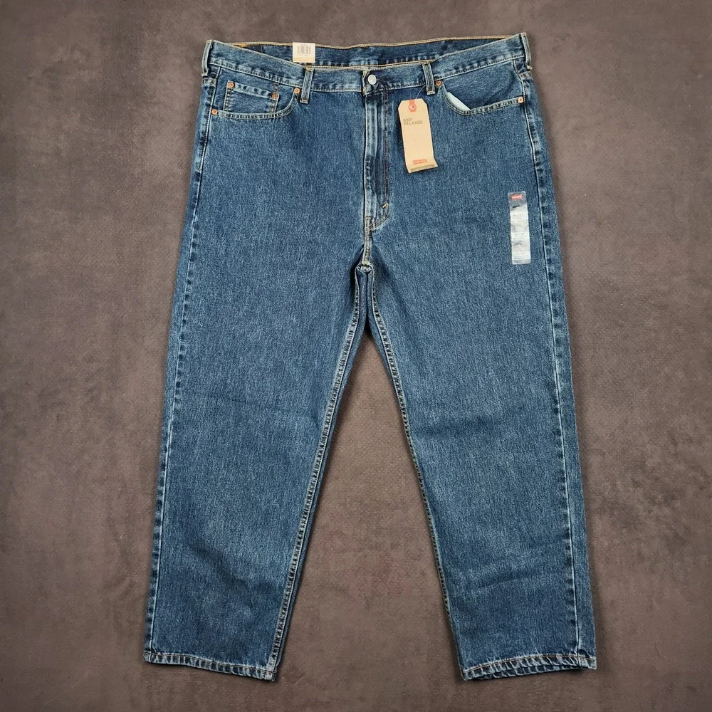 Levis 550 Jeans Mens 44x29 Blue Dark Stonewash Relaxed Fit Tapered Leg Denim NEW